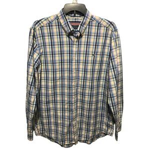 Vineyard Vines Men's XL Slim Fit Whale Shirt Blue Plaid Button Up Long Sleeve